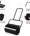 Heavy Duty Push Lawn Roller With 16 Inch Steel Drum Black Finish Rugged Rust Resistant Steel Smooth Rolling Edges For Lawn Care