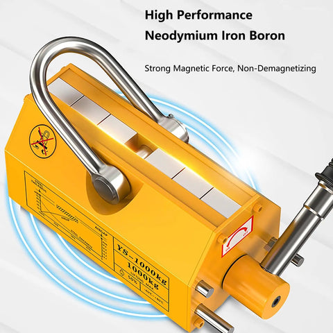 Heavy Duty Permanent Magnetic Lifter With Secure Dual Lock and Rigid Carry Handle for no sweat hauling of steel sheets.