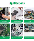 No Mess No Clean Solder Flux Paste And Desoldering Wick Braid Kit For DIY Electronics Repair applications overview for various electronics