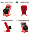 Open Source Bitcoin Miner 1.2 THs Quiet Home Solo Mining Rig With BM1370 ASIC Ultra Low 18W Power 2.4G WiFi Easy Setup Includes Power Supply And Red Stand For Education Or DIY Mining, red stand
