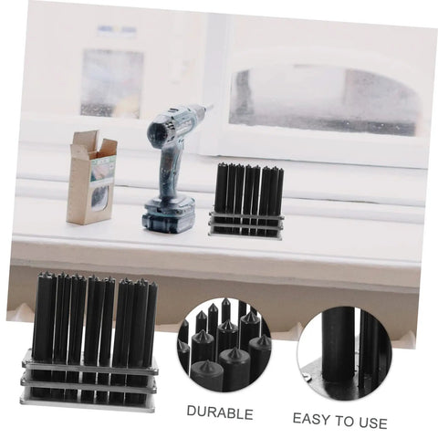 Pin Punch Set 28Pc Cylindrical Punches Drilling Tools Maintenance Kit displayed with drill and box on windowsill.