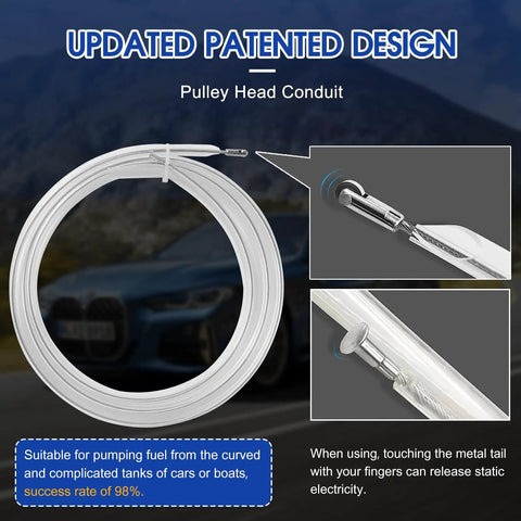 Close-up of pulley head conduit for 12V 75W Electric Fuel Transfer Pump Kit Delivers Up To 110 Gallons Per Hour of Gasoline Or Diesel.