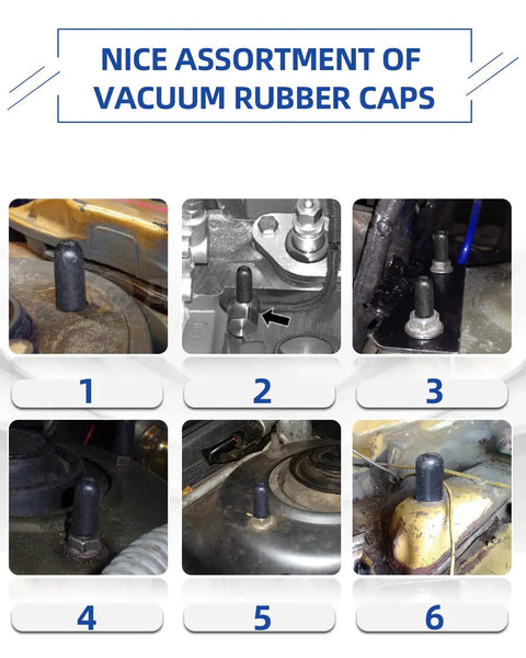 Durable Rubber Vacuum Cap And Plug Kit With 102 Piece Assortment For Carburetor And Automotive Vacuum Lines in use on engines