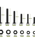 231 Pieces Machine Screws And Nuts Kit M4 M5 M6 Phillips Flat Round Head 304 Stainless Steel Nuts Bolts Washers Set Black For DIY Wall Plate Switches And Furniture Assembly. Includes various screw and nut sizes with quantity.