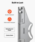 Heavy Duty Carbon Steel Wheel Alignment Tool Featuring A Digital Angle Finder And Measuring Tapes For Dead Nuts Accurate Toe And Camber Adjustments On Cars Trucks And Suvs Garage close-up of durable carbon steel angle alignment tool.