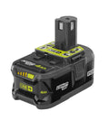 18 Volt One Plus Lithium Ion 4Ah battery for Six Tool Combo Kit, black and green design, partially angled view
