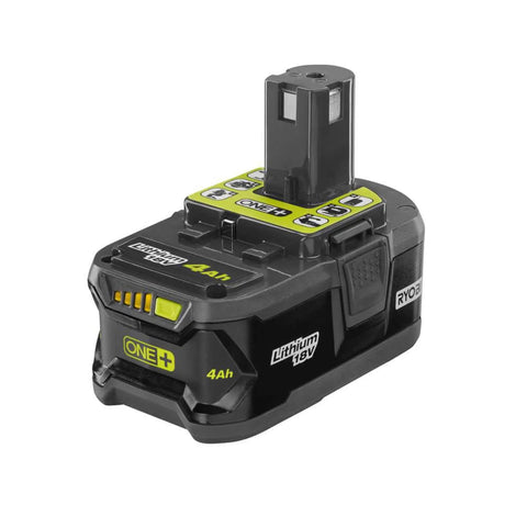 18 Volt One Plus Lithium Ion 4Ah battery for Six Tool Combo Kit, black and green design, partially angled view