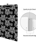 Heavy Duty Acrylic Clipboard With Black And White Tiger Print Thick Clear Clipboard For Office And Warehouse Fits Letter Size Papers Durable Writing Surface Easy Hanging Hole Sturdy Sleek Clipboard Accessory, black tiger print acrylic clipboard