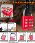 Red password lock on a ratchet strap showing setup instructions for easy reset and security by comparison with key locks.