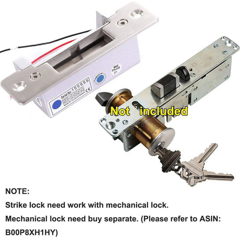 Heavy Duty Electric Strike Lock With Adjustable Mode For Fail Safe Or Fail Secure, 2200 Lb Jaw Strength, and keys
