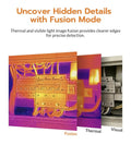 TT17D Wi-Fi Thermal Camera With 240x240 UIRA-IR And Visible Sensor AI Scene Inspection For Moisture Insulation Gaps And Floor Heating Faults Built-In Presets Ideal For Home Or Building Diagnostics. Fusion mode showing thermal and visual electrical panel scan.