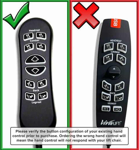 Ten Button Five Pin Replacement Hand Control For MM3702 Lift Chair Power Recliner Remote Controller No Fuss Upgrade Replacement For MM3702 Dual Motor Lift Chair Easy Install Durable 10 Button Hand Controller For Home Comfort, front view