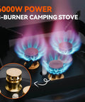 Grab And Go Portable Butane Camping Stove With Carrying Case Precise Heat Control, three burners with blue flames