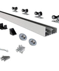 Heavy Duty 48 Inch Aluminum Bypass Sliding Closet Door Hardware Kit With Finger Pull For Two Door System Smooth And Quiet Operation