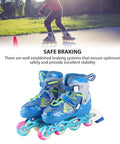 Adjustable Kids Inline Skates With Self Powered Light Up Wheels Cool Blue Roller Blades For Ages 6 To 12 in outdoor setting