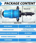 Fertilizer Injector For Drip Irrigation Three Quarter Inch NPT With Adjustable 0.4 To 4 Percent Water Powered Dosing Pump Package