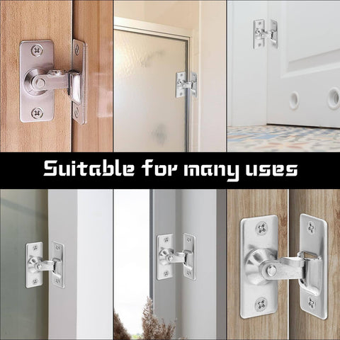 Heavy Duty Mini Sliding Barn Door Latch Lock With 90 Degree Alloy Lock for pocket door and security screen doors shown installed