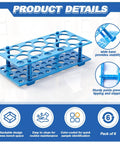Six Pack 28 Well Test Tube Rack Set For 10 mL 15 mL And 50 mL Tubes Detachable Plastic Stand With Color Coded Rims