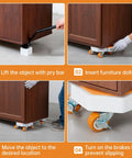 Steps to use Heavy Duty Furniture Dollies With 360 Degree Rotating Rubber Wheels to move a cabinet on smooth floors.