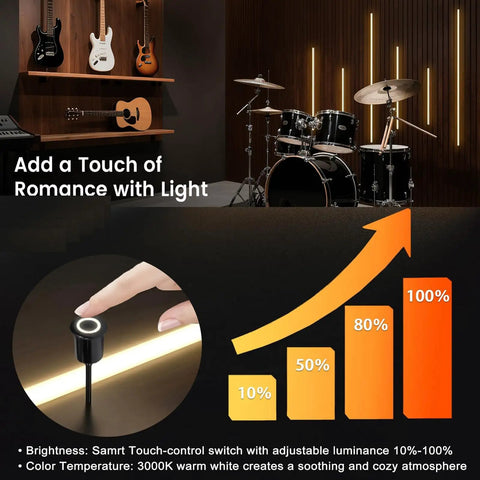 6-Lights LED Recessed Lighting Wall Panel Lights, self-adhesive wood slat wall panel strip light with touch control switch.