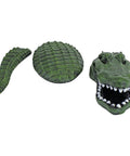 Fearless Lawn Gator Guard Statue For Castle Moat Garden Outdoor Decor Hand Cast From Crushed Stone Bonded With Resin Hand Painted Medieval Guardian Figurine, three-piece design