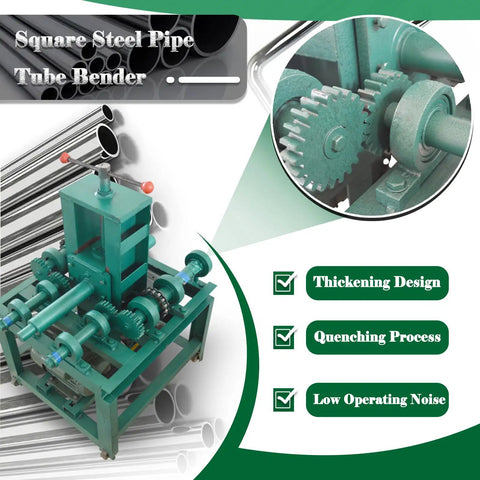 Lgxenzhuo 2.2Kw Electric Pipe Bender With 24 Dies For Smooth Bending Tasks featuring a green square pipe bender with gears.