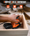 Straight Shooting Electric Detail Sander With Heavy Duty Dust Extraction And Ergonomic Palm Grip for tight spaces use, 2.8 lbs.