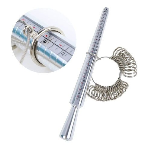 Ring Sizer Kit With 27 Piece Gauge Set For Finger Sizing Aluminum Mandrel And Stainless Steel Gauge Set US Sizes 1 To 15 And EU 41 To 76