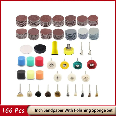 Get This Epic 166-Piece 1 Inch Sandpaper Kit With Hook Loop Pads For Wood Metal And Walls Including 60 To 7000 Grit Discs Perfect For All Your DIY Home Reno Projects And Serious Craft Jobs So You Can Smooth Anything Fast - Assorted sanding discs and sponge pads.