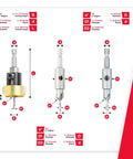 Carbide Tipped Countersink Drill Bit Set 3 Piece With Ball Bearing And Replacements AMS 627 labeled measurement details image.