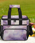 Gradient color insulated picnic backpack cooler for all day grab n go adventures on picnic blanket with wine and fruit