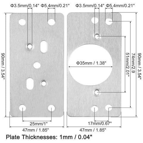 Two Pack Heavy Duty Cabinet Hinges Repair Plates Kit 90x47mm Stainless Steel Hinge Repair Brackets For Wooden Doors Kitchen Cabinets Cupboards And Furniture Silver Finish