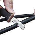 Hands using 5 Piece Cable Splicing Kit With Spring Loaded Scissors LED Pen Light And Durable Leather Pouch For Fast Accurate Cable Prep And Clean Splices Perfect For Category Cabling Installations And Pro Grade Electrical Projects to splice wires