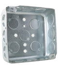 4 Inch Square Electrical Box With Cover Galvanized Steel Junction Box For Residential Commercial And Industrial Wiring Protection Enclosure Built Tough Durable And Safe For Heavy Duty Connections, angled view