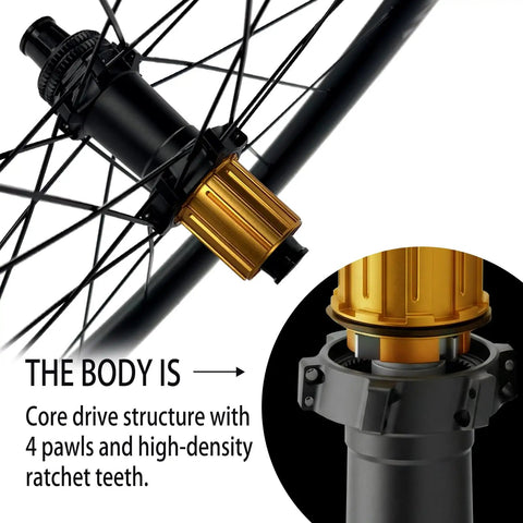 Core drive hub of Carbon Road Wheelset 700c Disc Brake 50mm Depth 28mm Width Deep Section Aero Racing Wheels Tubeless Ready