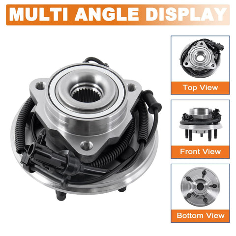 Pair Drop-In Front Wheel Hub Bearing Assembly With ABS Sensor For 2002-2005 Ford Explorer, 2003-2005 Lincoln Aviator, 5 Lug
