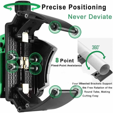 Rock Solid Portable Electric Pipe Cutting Machine With Five Adjustable Speeds For No Sweat Precision Work On Plastic And Metal Pipes Up To Four Hundred Millimeters showing precise positioning and 8 point fixed-point assistance.