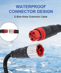 Beefed Up E Bike Motor Extension Cable 70cm 27.5 Inch Waterproof Aluminum Connector 8mm Wire Outdoor Weather Resistant