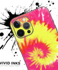 Full Body Skin Decal Wrap Kit For IPhone 11 Spiral Tie Dye V2 close-up with vivid colors and camera cutout, bubble-free application