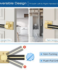 Gold Dummy Door Handles With Black Leather 2 Pack For Pantry And French Doors No Lock Function No Latch Or Key Pull Or Push Style One Sided Surface Mount Hardware No Fuss reversible design for left and right handed doors