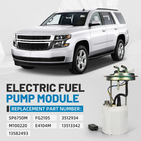 Drop In Electric Fuel Pump Module Replacement SP6750M For 2015 To 2019 Cadillac Escalade 6 2L Engine And 2015 To 2019 Chevrolet Tahoe 5 3L Engine And 2015 To 2019 GMC Yukon 5 3L Engine With Pressure Sensor And Sending Unit shown with SUV