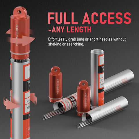 Red Tip 1 16th Inch By 7 Inch TIG Tungsten Electrode WT20 EWTh 2 10 Pack Pro Grade AWS Certified Arc Stability packaging open
