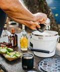 Totally Solid Stainless Steel Beverage Bucket With Double Wall Vacuum Insulation keeps cold ones fresh, holding limes and drinks.