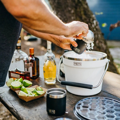 Totally Solid Stainless Steel Beverage Bucket With Double Wall Vacuum Insulation keeps cold ones fresh, holding limes and drinks.