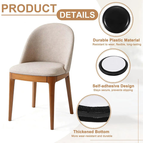Self Adhesive Furniture Sliders 8 Pack Round Floor Savers That Slide Like Hot Butter No Nonsense Moving Pads Reusable Chair And Table Glide Protectors Heavy Duty Black PE Plastic on chair legs