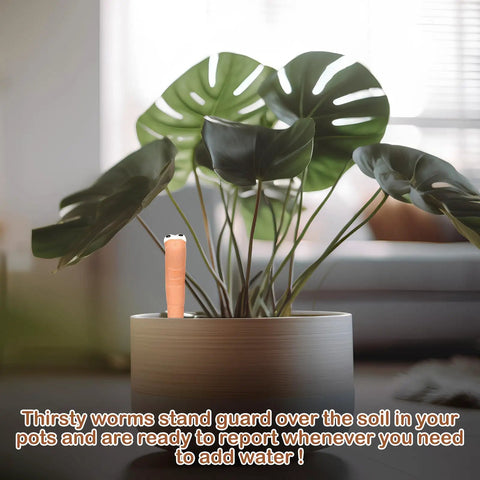 12 Pack Ceramic Water Sensor Worms For Plants Moisture Monitor Garden Tool Cute Plant Decor And Humidity Meter For Potted Houseplants Easy Soil Check Perfect Gift For Green Thumbs And Garden Lovers, ceramic worm in potted monstera