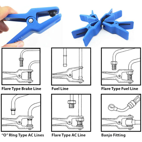 Pro Grade Heavy Duty Brake Tubing Clamps Kit For Cars Motorcycles And Trucks Leak Proof Brake Line Clips, diagrams show usage