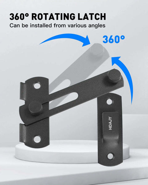 Two Pack Flip Latch Gate Latches For Barn Doors And Wood Fences, heavy duty stainless steel with matte black finish, 360-degree rotation.