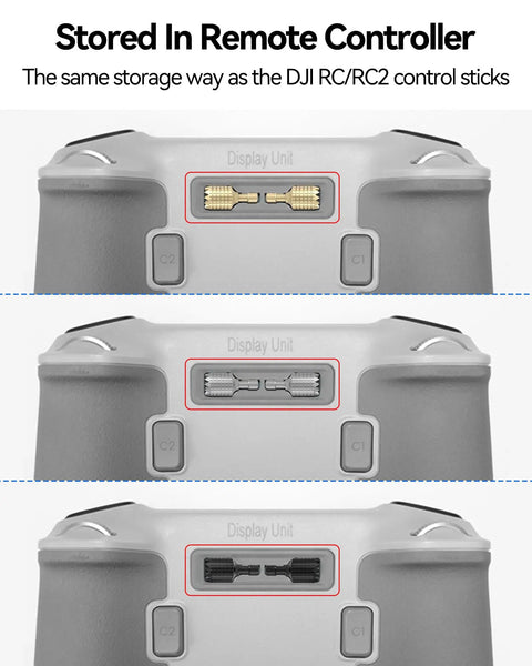 Remote Controller Joystick Sticks Replacement Set For DJI RC RC2, stored inside controller displaying storage design