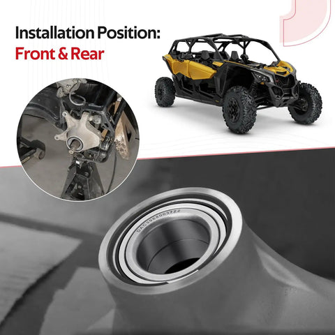 Front And Rear Wheel Bearing Kit For Can Am Maverick X3 2017 2018 2019 2020 2021 2022 2023 beefed up steel cover on vehicle